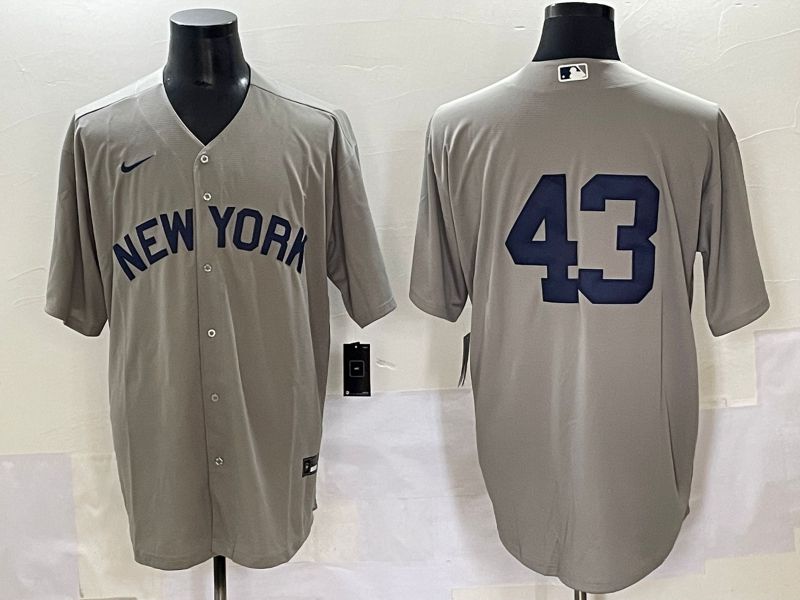 Men 2025 New York Yankees #43 No Name Grey Game Nike MLB Jersey style 41->new york yankees->MLB Jersey
